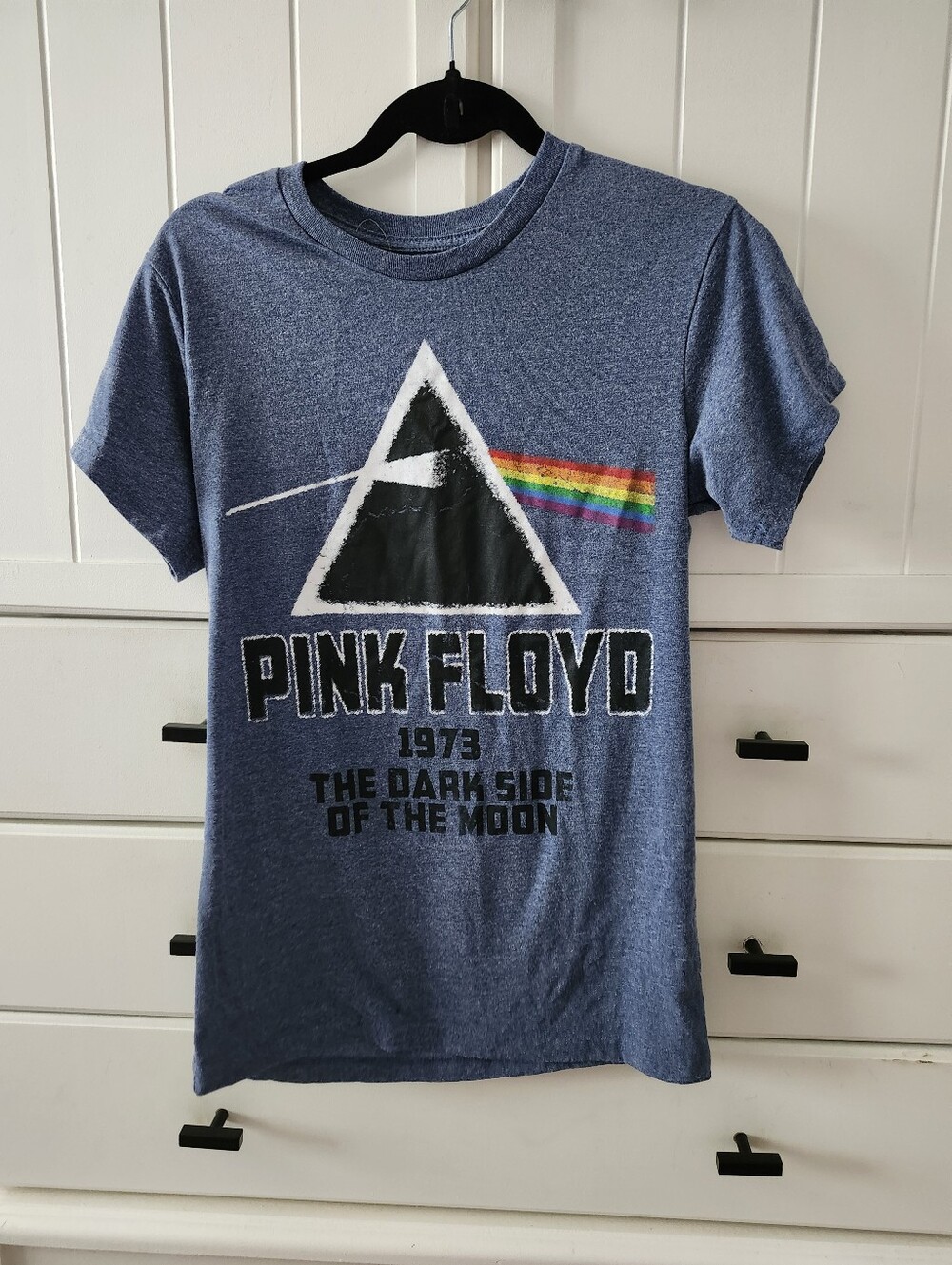 Womens Pink Floyd The Dark Side of the Moon' Blue Graphic Tee Sz S